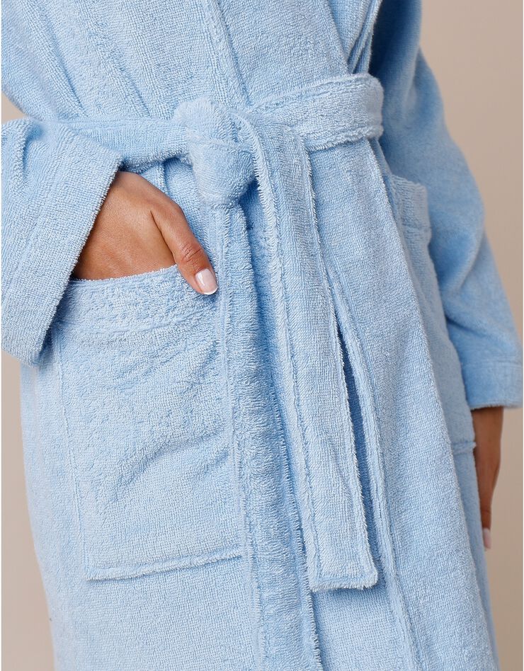Peignoir mixte éponge brodé plumes - 380 g/m2 (bleuet) Peignoir mixte éponge brodé plumes - 380 g/m2 (bleuet)