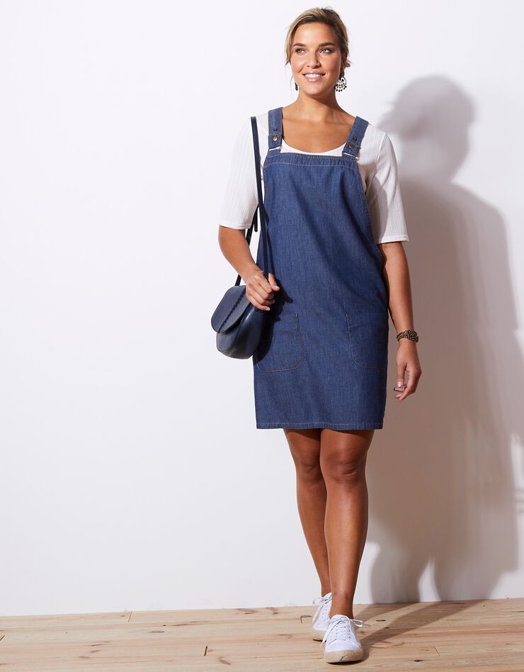 Robe chasuble salopette en denim (stone) Robe chasuble salopette en denim (stone)