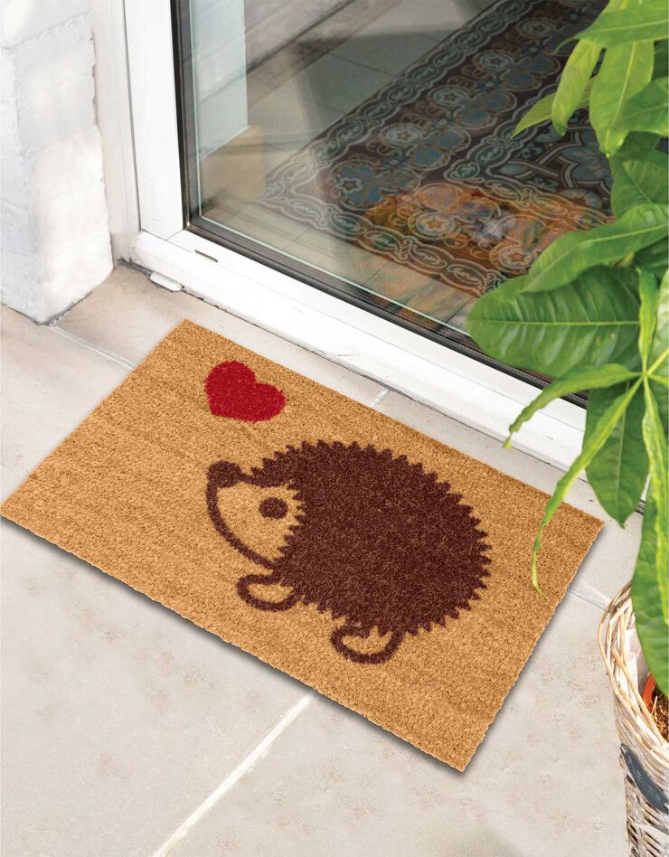 Paillasson extérieur grattoir rectangulaire motif hérisson (marron) Paillasson extérieur grattoir rectangulaire motif hérisson (marron)