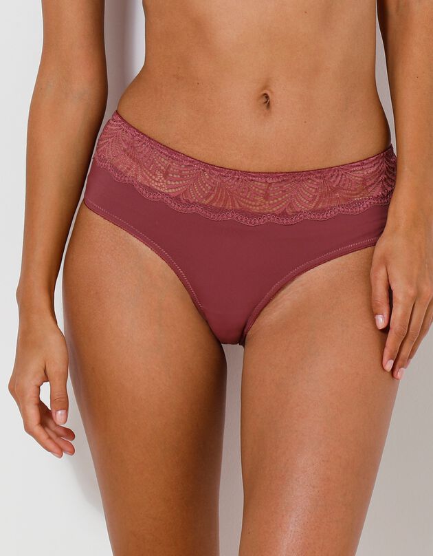 Culotte forme midi microfibre et dentelle stretch Taripa - Lot de 2 (pourpre)