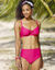 Slip de bain taille haute ceinture modulable Solaro (framboise)
