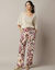 Pantalon fluide large, imprimé (beige)