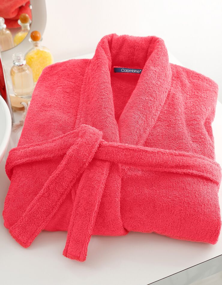 Peignoir mixte adulte col châle éponge bouclette (corail) Peignoir mixte adulte col châle éponge bouclette (corail)