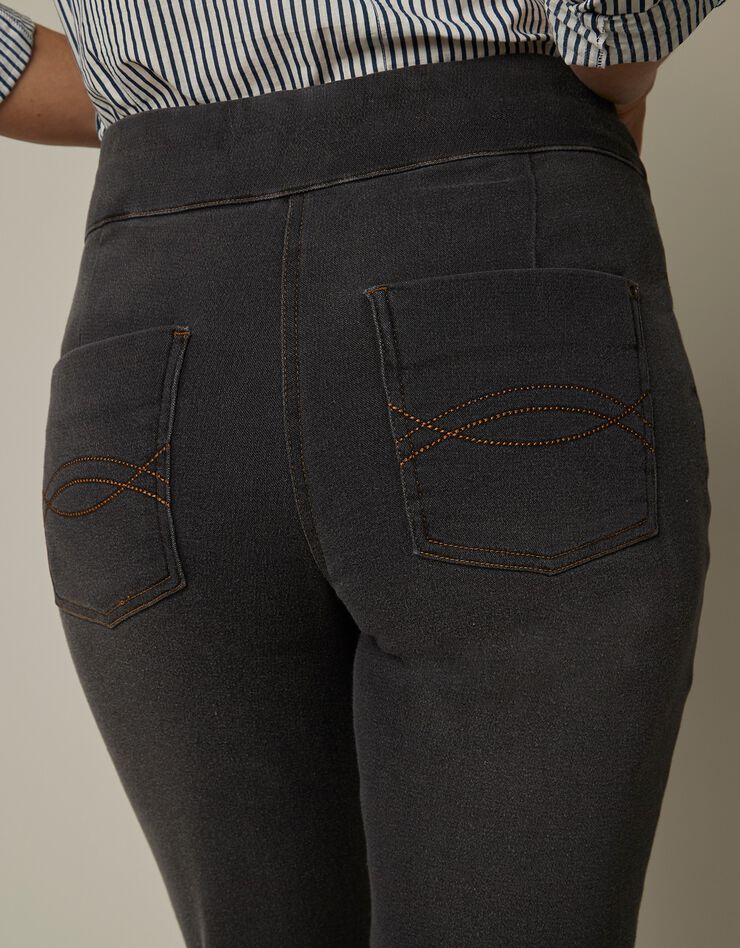Jean bootcut ultra stretch, maille effet jean (gris)