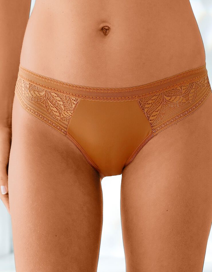 Culotte forme midi microfibre et dentelle stretch - lot de 2 (caramel) Culotte forme midi microfibre et dentelle stretch - lot de 2 (caramel)