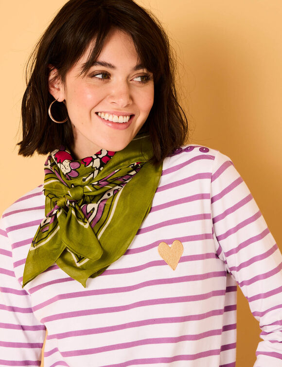 Foulard imprimé floral indien  (vert / parme)