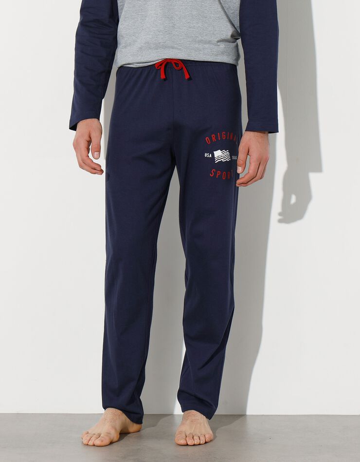 Pantalon de pyjama bleu marine imprimé placé (marine)