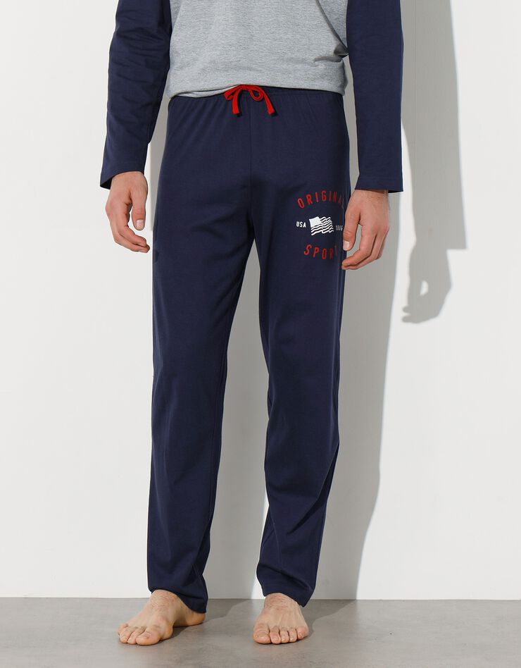 Pantalon de pyjama bleu marine imprimé placé (marine) Pantalon de pyjama bleu marine imprimé placé (marine)
