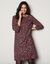 Robe droite manches 7/8ème imprimée (noir / framboise)