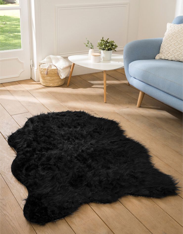 Tapis poils forme peau de bête (noir)