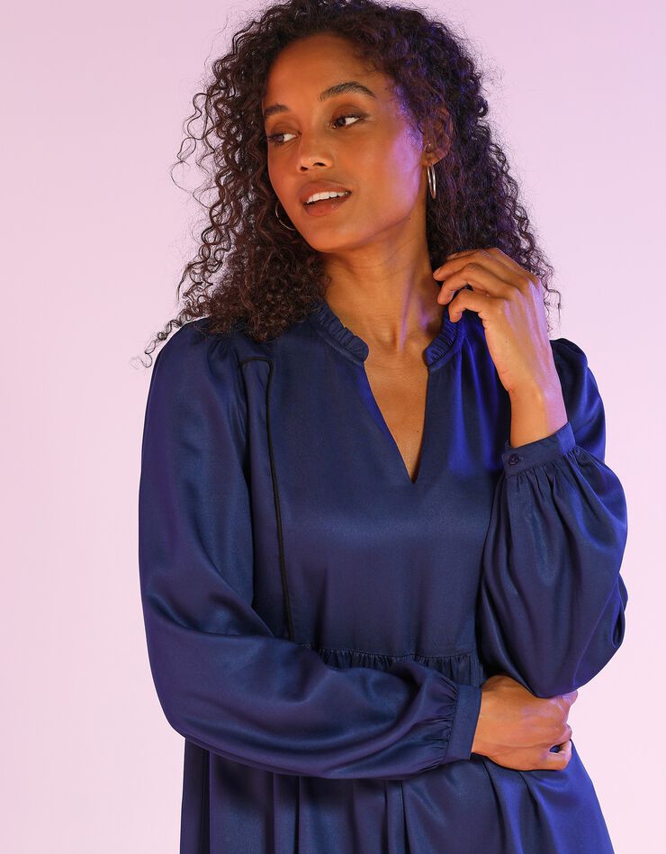 Robe courte smockée (indigo)