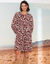 Robe courte imprimée, détails nouettes (bordeaux / beige)