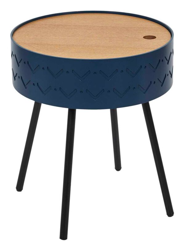 Table d’appoint-coffre déco - pieds métal (bleu)