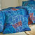 Linge de lit Elsa en polycoton à motifs feuilles (bleu)
