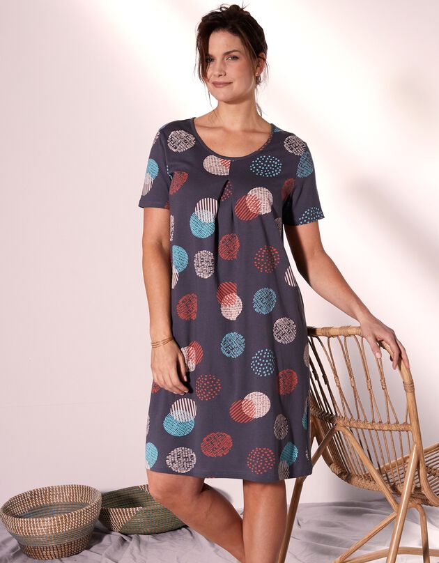 Chemise de nuit courte imprimée graphique (gris anthracite) Chemise de nuit courte imprimée graphique (gris anthracite)