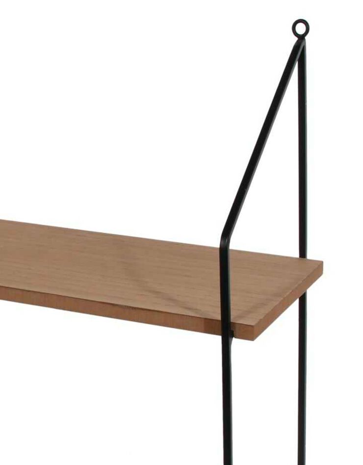 Etagère style industriel métal et bois – 2 tablettes (noir/bois)