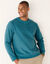 Sweat chaud col rond brodé poitrine maille côtelée (bleu océan)