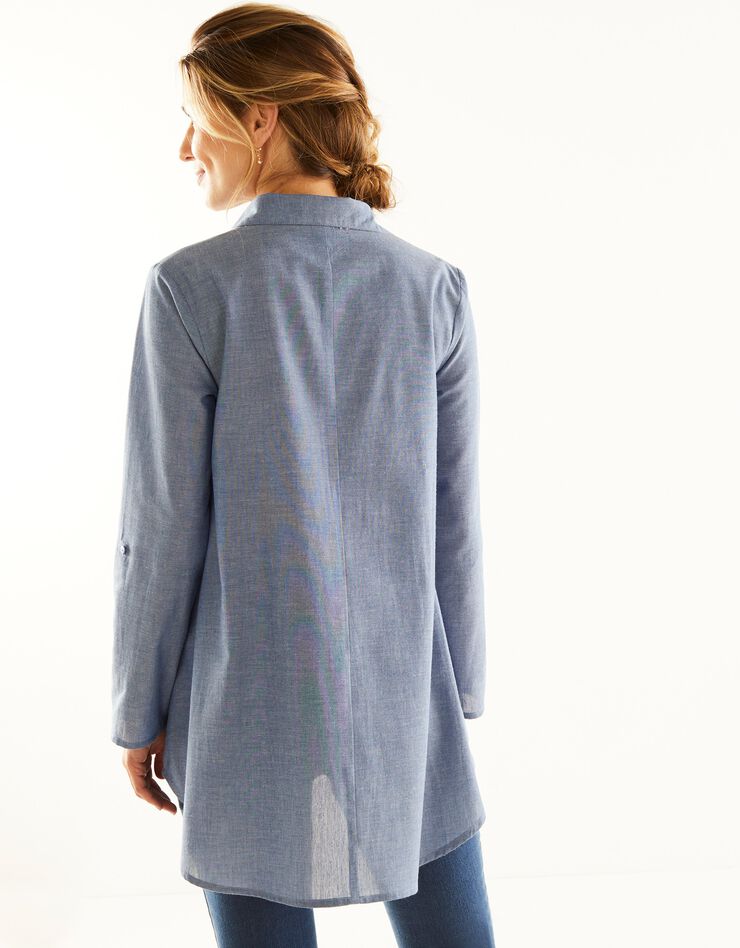 Tunique boutonnée brodée, chambray (chambray) Tunique boutonnée brodée, chambray (chambray)