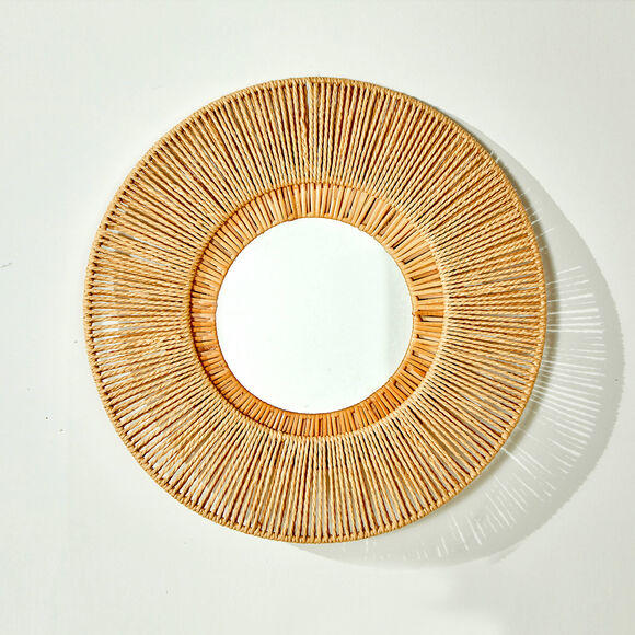 Miroir rond en rotin (rotin)