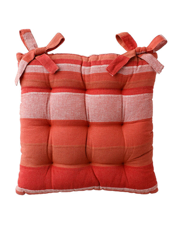 Galette de chaise carr&eacute;e ray&eacute;e - lot de 2 (terracotta)