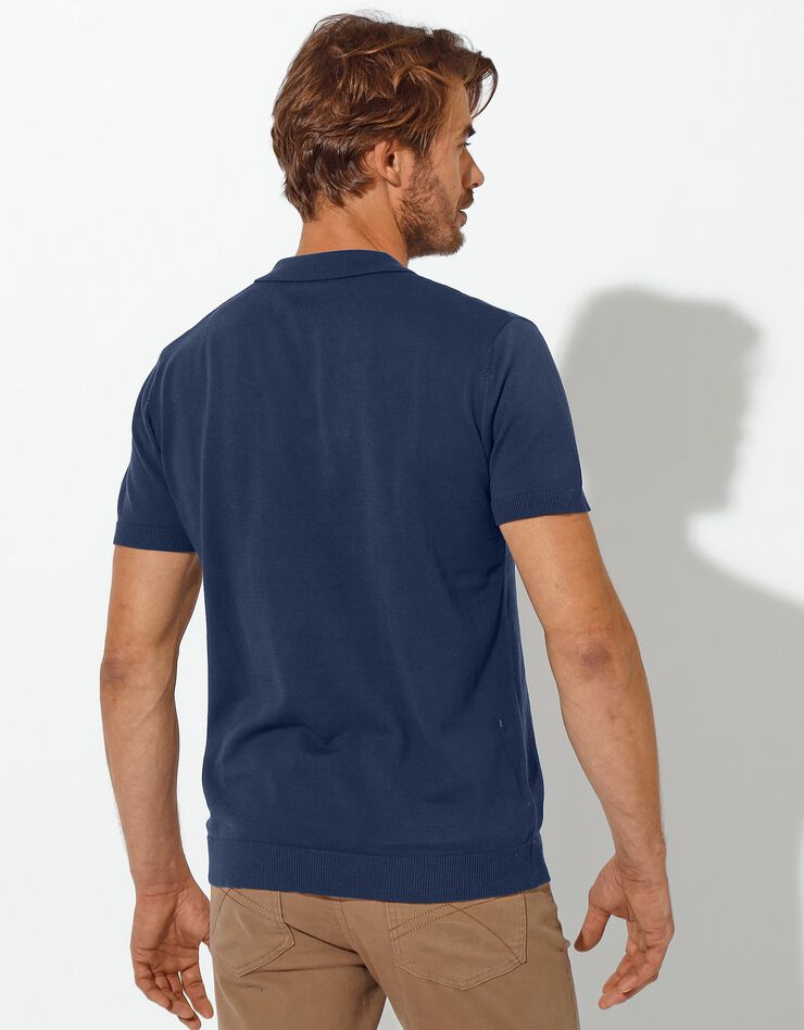 Polo en tricot fin manches courtes (marine) Polo en tricot fin manches courtes (marine)