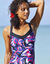 Haut de tankini imprimé dos croisé Lohena, coques moulées (bleu / rose)