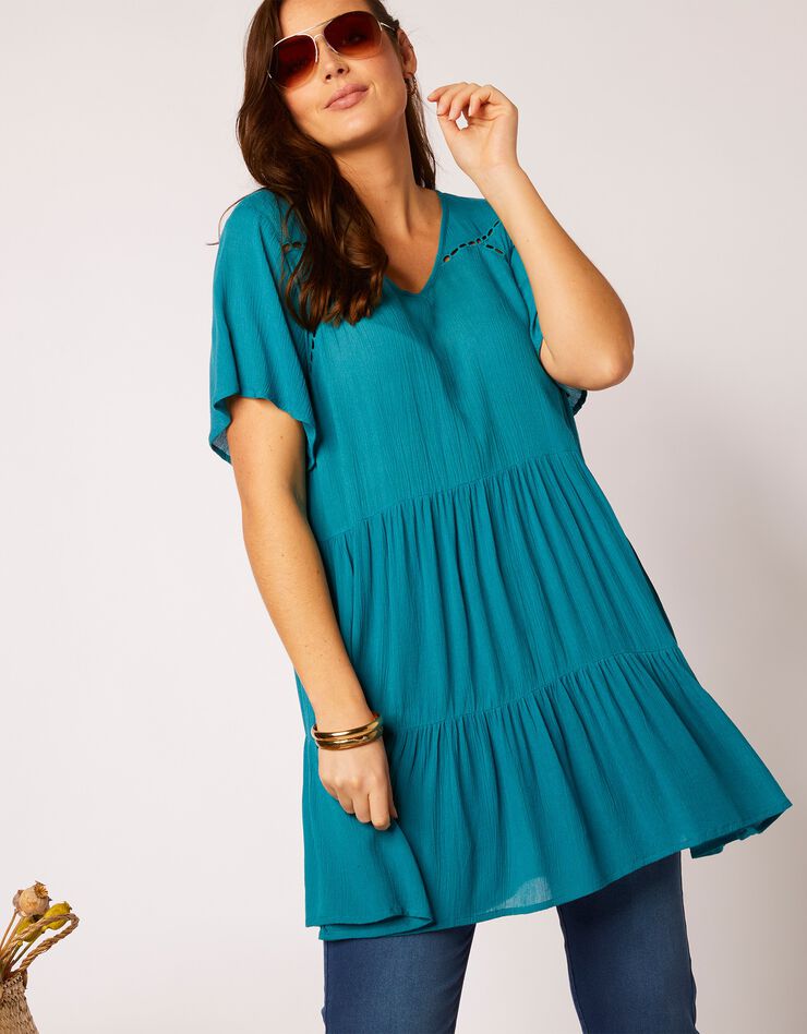 Tunique marches courtes papillon (turquoise) Tunique marches courtes papillon (turquoise)