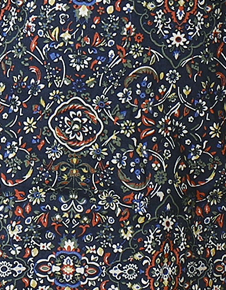 Tunique imprimée cachemire col chemise (marine / tomette) Tunique imprimée cachemire col chemise (marine / tomette)