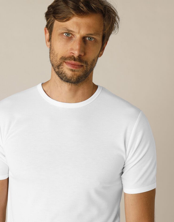 Tee-shirt sous-vêtement homme col rond manches courtes polyester - lot de 2 (blanc)