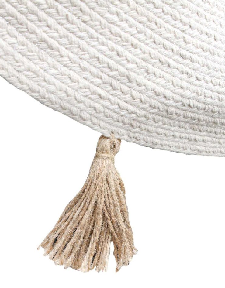 Tapis coton à pompons - rond (blanc)