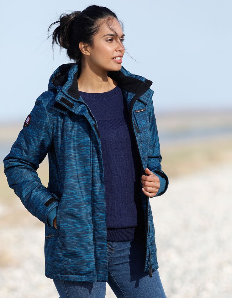 Parka imperméable doublée polaire imprimée chiné (bleu canard) Parka imperméable doublée polaire imprimée chiné (bleu canard)