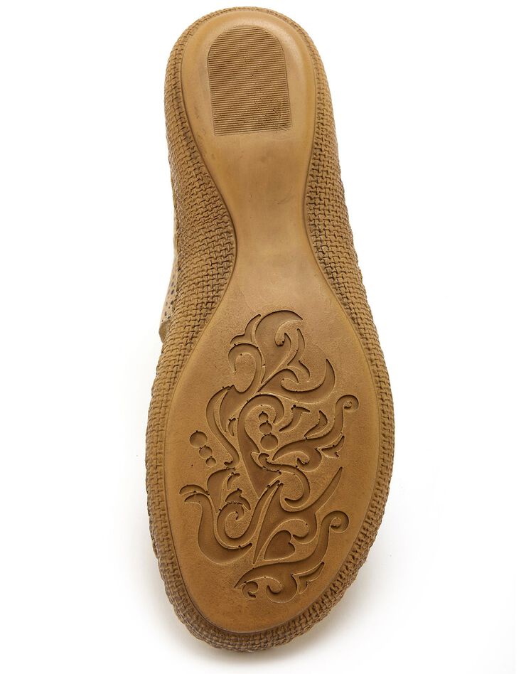 Sandales scratchées en cuir texturé (beige)