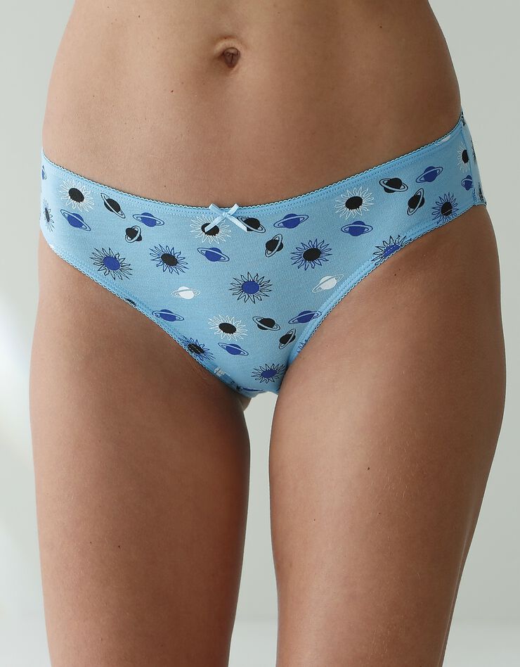 Culotte midi coton imprimée "cosmic" - lot de 4 (bleu) Culotte midi coton imprimée "cosmic" - lot de 4 (bleu)