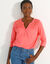 T-shirt col tunisien manches 3/4, broderie anglaise (corail)