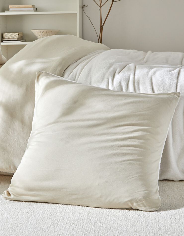Linge de lit réversible jersey polaire toucher peluche (sable)