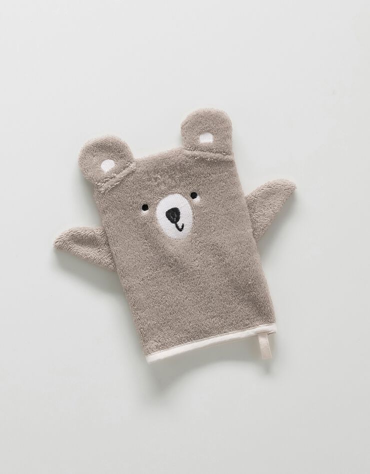 Collection éponge enfant brodée ourson personnalisable coton (taupe)