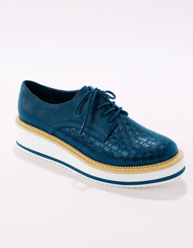 Derbies compensées effet tissé - marine (marine)