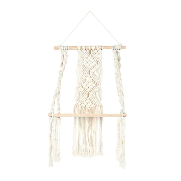 &Eacute;tag&egrave;re murale macram&eacute; et bois (naturel)