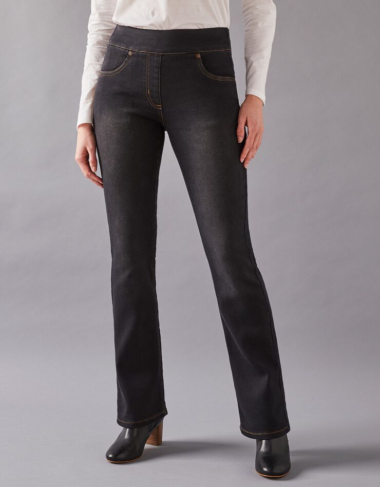 Jean bootcut ultra confort, maille effet denim, petite stature (black)