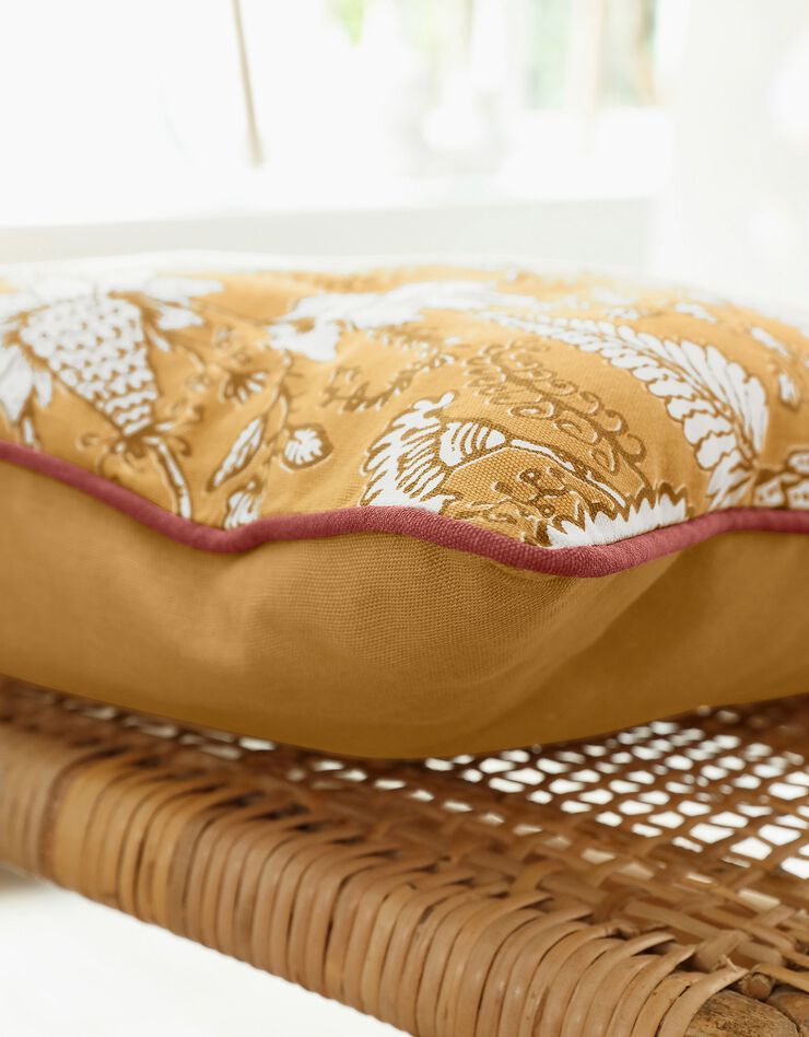 Housse de coussin carrée imprimé fleurs indiennes - lot de 2 (miel) Housse de coussin carrée imprimé fleurs indiennes - lot de 2 (miel)