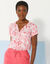 Blouse manches courtes, imprimé fleuri (rose / blanc)