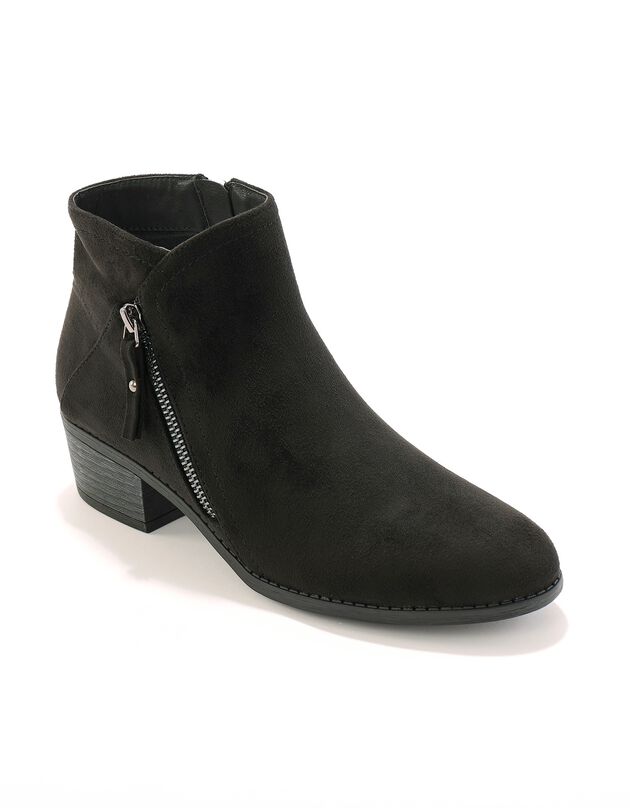 Low-boots zippées à surpiqûres fantaisie effet suédine (noir)
