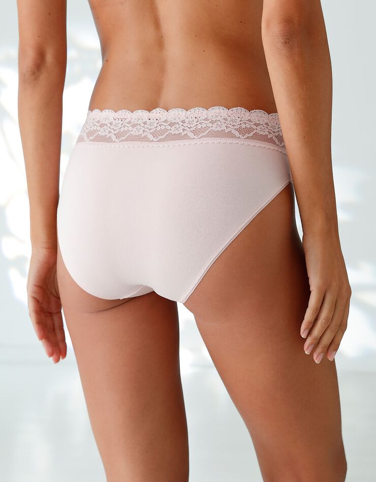Culotte coton stretch ceinture dentelle- lot de 2 unis (noir + poudre) Culotte coton stretch ceinture dentelle- lot de 2 unis (noir + poudre)