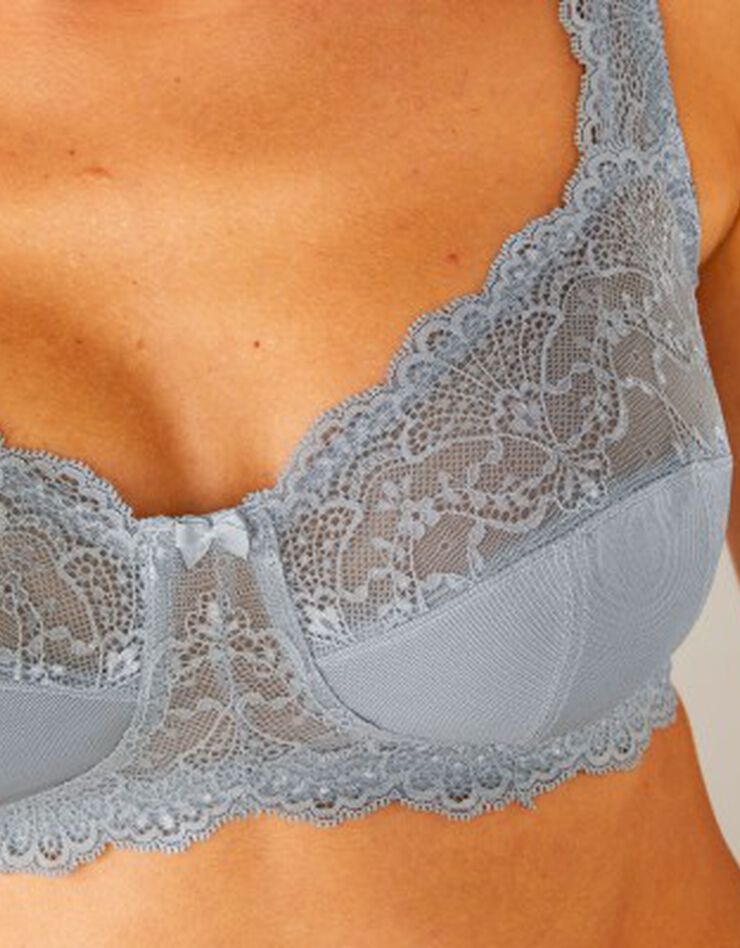 Soutien-gorge maille satinée et dentelle Salford sans armatures - lot de 2 (gris + anthracite) Soutien-gorge maille satinée et dentelle Salford sans armatures - lot de 2 (gris + anthracite)