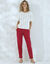 Pantalon coupe mom coton-lin uni (framboise)