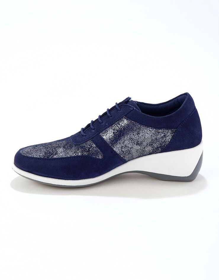 Baskets zippées compensées en cuir femme (marine)