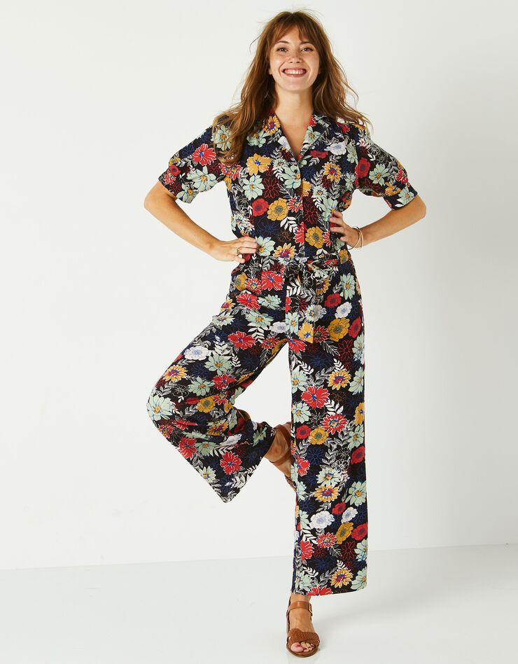 Pantalon raccourci imprimé (noir / multicolore) Pantalon raccourci imprimé (noir / multicolore)