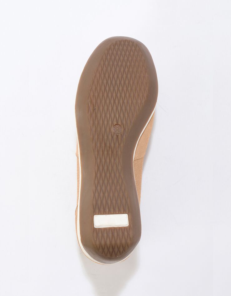 Baskets zippées compensées en cuir femme (beige) Baskets zippées compensées en cuir femme (beige)