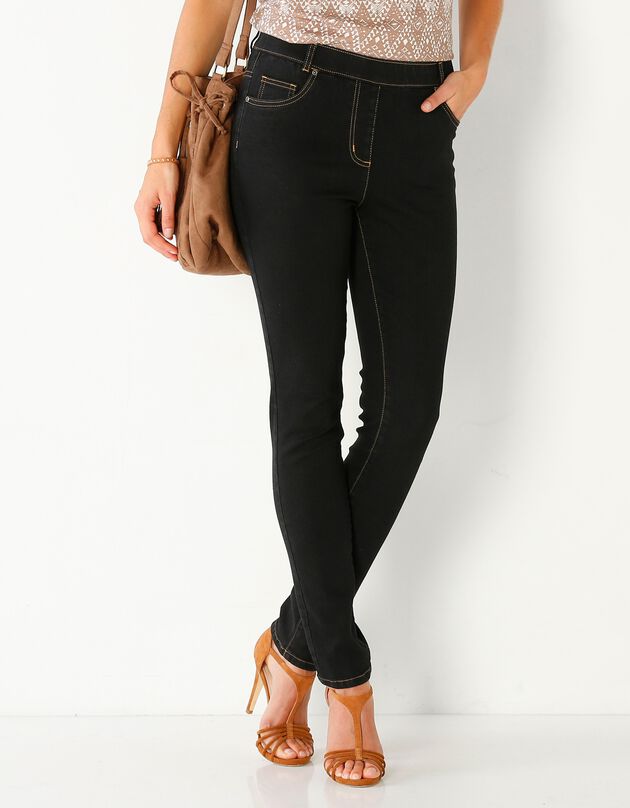 Jegging fuselé jean stretch - grande stature (black)