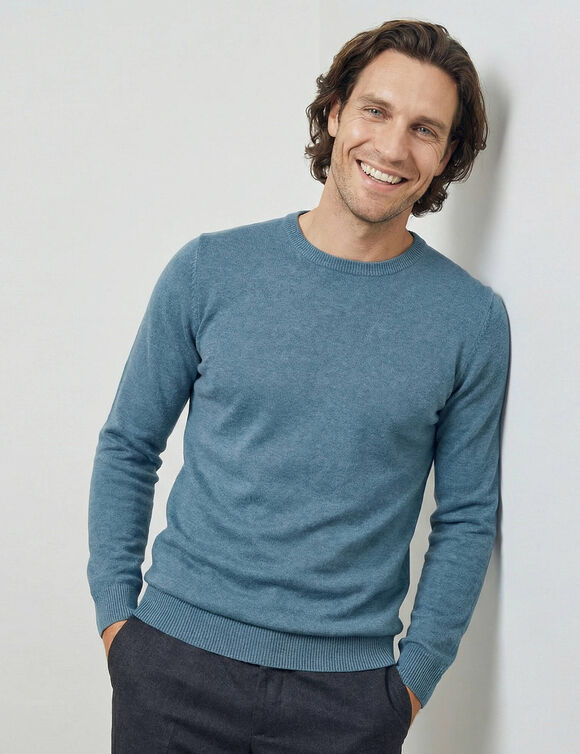 Pull uni col rond (aqua chin&eacute;)
